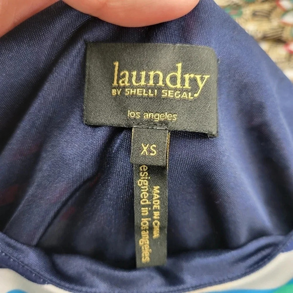 LAUNDRY BY SHELLI SEGAL Striped Peacock Belted Dress Sz XS - Picture 9 of 14